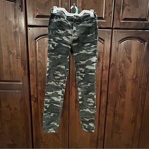 Anthropologie Green Camouflage Skinny Pants